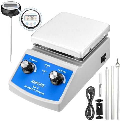 Hot Plate with Magnetic Stirrer with Stirring Bar, Max 600°F Magnetic Hot Plate Stirrer with Thermometer, 2L Max Capacity Hot Plate Stirrer with Stand