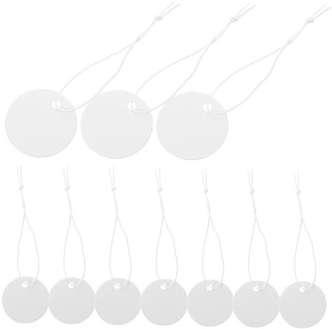 Uonlytech 100 Stück elastisches Seiletikett Etiketten hängend Tags mit Draht Kleidung Schmucketikett Warenanhänger Preisschilder Schmuckanhänger Preisetikett Tag Papier