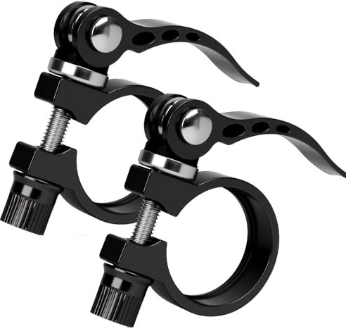 2pcs Quick Release Bike Seat Clamps,28.6mm Bicycle Seatpost Clamps Aluminum Alloy Release Saddle Clip Seat Lock Tube Collars for Mountain Road Casual Bikes Black