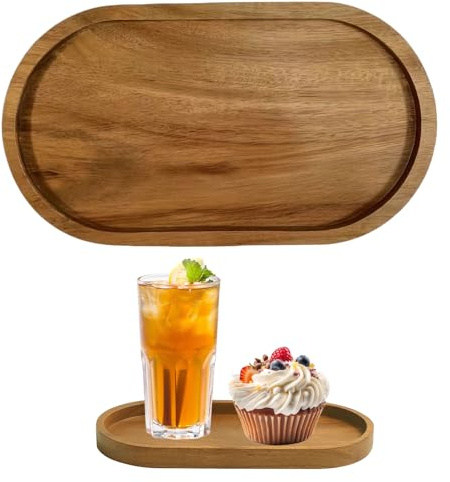 Oval Wood Tray,Serving Board,Wood Serving Trays,Serving Platter, Oval Wooden Plates,Small Wooden Tray for Dessert Snack Bread Fruit Appetizer Dishes