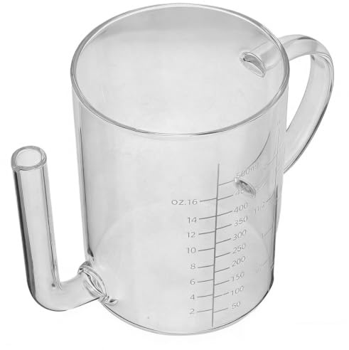HOMOBABE Separador de Grasa para Cocina de Vidrio de 500ml con Escala Precisa y Boquilla Larga, Jarra Medidora de Aceite y Salsa para Carne y Barbacoa