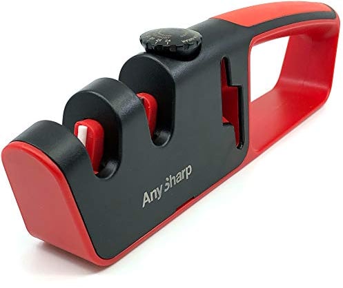 AnySharp Adjustable Angle, 2 Stage Knife Sharpener & Scissors Sharpener with ComfortGrip