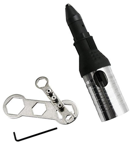 Backbayia Elektrisches Nieten-Niet-Mutter, Pistole, Adapter, Nieten, Bohrmaschine, kabellos, Sechskantschlüssel, Fehlerbehebung (schwarz)