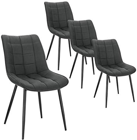 WOLTU Esszimmerstühle 4er Set Küchenstuhl Polsterstuhl Wohnzimmerstuhl Sessel mit Rückenlehne, Sitzfläche aus Stoffbezug, Metallbeine, Anthrazit BH247an-4