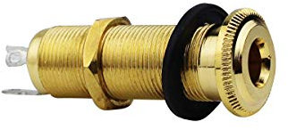 Guyker Stereo Long Threaded Output Jack - Barrel Cylinder Input Output Jacks Plug Sockets 6.35mm for Electric Guitar Bass (1 Piece, Gold)