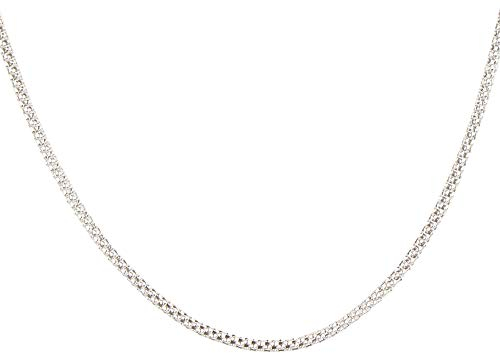DUR Kette Popkorn 925 Sterling Silber | dünn, rhodiniert | K2256 | 45 cm