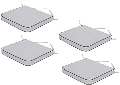 PillowPrim sitzkissen – stuhlkissen - Komfortabler Sitz - Für Zuhause und Garten - Bequemes Sitzen - Set mit 4 Stück - Gebunden - 48x45 cm - Aschegrau