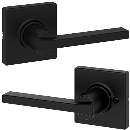 Kwikset Casey Interior Passage Door Handle, Lever For Closet and Hallway Doors, Reversible Non-Locking Handle Lever, Matte Black , with Microban Protection