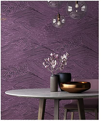 ZZDXL Wallpaper Purple Japanese Style Wallpaper for Bedroom Adults,3D Wallpaper for Living Room Modern Minimalist Non-Woven Wallpaper Embossed Wall Paper Roll Kids Wallpaper Boys Girls