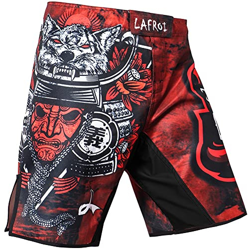 LAFROI Herren MMA Cross-Training Box Shorts Trunks Fight Wear mit Kordelzug und Tasche (Warrior,XL)