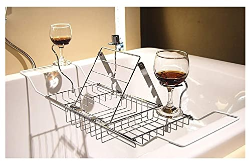 Samnuerly Badewannenablagen Badewannenregal Multifunktions-Teleskopregal Leserahmen Badezimmer-Snackregal Badewannen-Spielzeugregal Faltbare Badewannenabdeckung Bathro