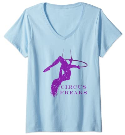 Damen Aerial Yoga Outfit, Aerial Yoga Design T-Shirt mit V-Ausschnitt