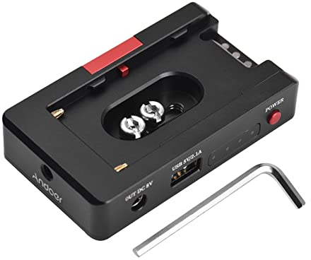 Andoer NP-F Charger Metal Battery Adapter Plate with USB Charging Port Outputs Charger with Screw Connection for NP-F970/NP-F950/NP-F930/NP-F770/NP-F750/ NP-F570/ NP-F550
