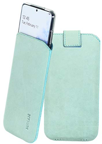 Suncase Leder Tasche kompatibel mit Google Pixel 7a Hülle mit ZUSÄTZLICHER Transparent Case | Schale | Silikon Bumper Handytasche (mit Rückzugsfunktion und Magnetverschluss) in antik-türkis