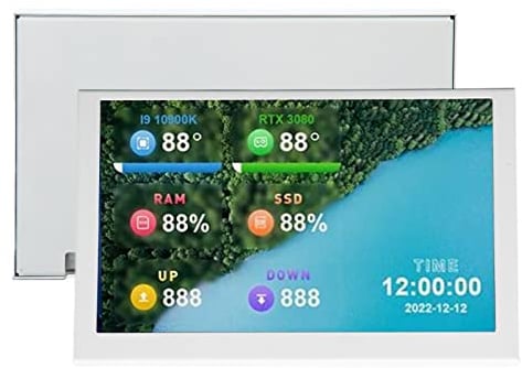 Annadue Computer Temperaturmonitor, 5 Zoll IPS USB C Bildschirm AIDA64 PC CPU GPU Datenmonitor, PC Sensorfeld Anzeigetemperaturmonitor, Typ C Unterbildschirm. Weiss