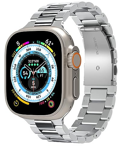 Spigen Correa Modern Fit 316L Compatible con Apple Watch Ultra 2/1 49mm, Series 10 46mm, Series 9/8/7/6/5/4/SE 45mm, 44mm - Plata