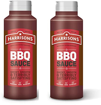 Harrison BBQ Sauce – Pack of 2 Barbecue Sauce Bottles 1 Liter Each – Vegan Friendly, Gluten Free with No Soya, Dairy and Artificial Color or Flavor – Made in UK