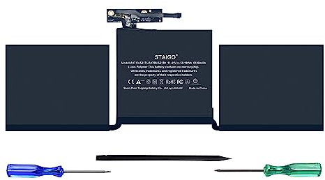 STAIGO A1713 A2171 Replacement laptop notebook Battery for MacBook Pro 13 inch A1708 Late 2016 Mid 2017 EMC 3164 2978 MLL42LL/A Built-in Assembly [Li-Polymer 11.41V 5100mAh/58.19Wh]