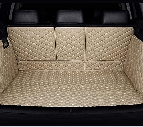 OKAYOK Auto Leder Kofferraummatten für V-olvo V60 2011-2017, All Inclusive Heck Kofferraumkissen Stiefel Liner wasserdichte Anti Scratch Slip Styling Zubehör,Beige