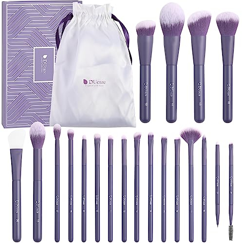 DUcare Lot de 20 pinceaux de maquillage professionnels végétaliens pour fond de teint, fard à paupières, anti-cernes, contour, poudre, blush, eyeliner, pinceau avec pinceau pour masque facial en