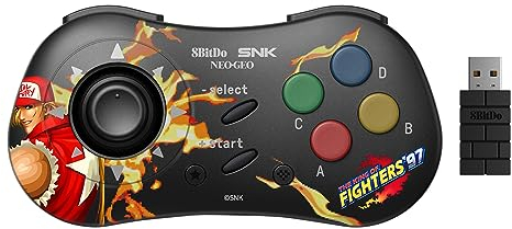 8BitDo Terry Bogard Bluetooth-Controller im Stil von SNK Neo Geo CD - Kompatibel mit PC Windows, Android und Neo Geo Mini