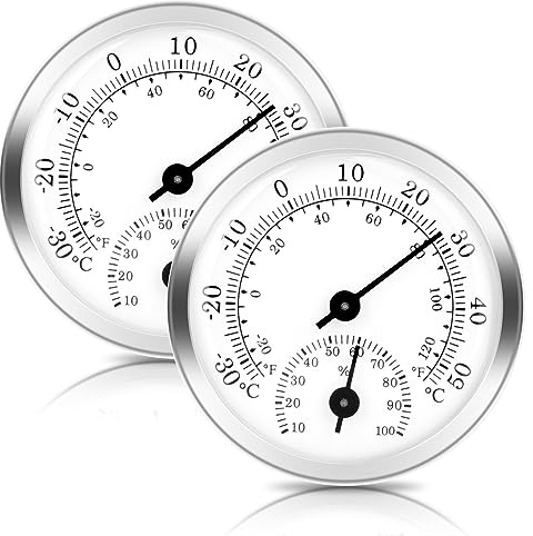 EEEKit 2-in-1 Innen Mini Thermometer Analog Hygrometer Analog Zimmerthermometer, Raumthermometer Temperatur und Luftfeuchtigkeitsmesser für Die Raumklimatisierung, ø 5,8cm