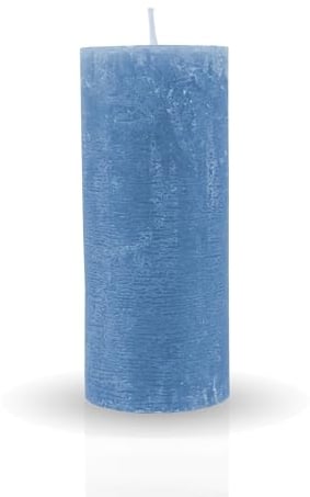 HS Candle Rustikale Stumpenkerze Himmelblau Ø7cm x 15cm - vers. Farben/Größen - lang Brenndauer Antik Kerze, Duftfreie Altarkerze - Dekokerze