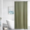 Furlinic Petit Rideau de Douche Anti Moisissure Tissu en Polyester Imperméable Rideaux de Douche Textile Lavable pour Baignoire ou la Salle de Bain 6 Crochets de Rideau Douche-Vert Sauge,100x200cm.