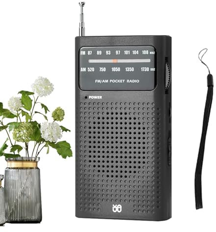 Idezek Radio FM | Radio Am FM portátil con la Mejor recepción - Esfera Transparente, Conector para Auriculares, recepción Fuerte con Correa para la muñeca y cordón para Regalo