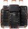 Joyway Kofferset 5tlg Hartschale mit 4 Rollen und TSA-Schloss Der Gepäcksets Enthält 1 Kosmetikkoffer und 1 Tragbare Tasche Schwarz/Braun