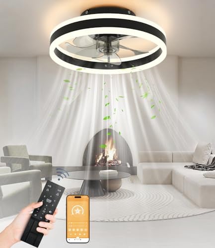 Nalezuns LED Deckenventilator mit Beleuchtung, 50cm Ventilator Deckenleuchte, 3 Farbtemperatur und 6 Geschwindigkeiten Deckenventilator mit Lampe, Lampe für Wohnzimmer Schlafzimmer Esszimmer Küche