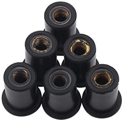 Bohrlochmuttern, 6-teiliges M6 Langlebiges Gummi-Bohrlochmuttern-Set, Windschutzscheibenschrauben, Bohrlochmuttern für Motorräder, Kajaks, Kanus, Boote