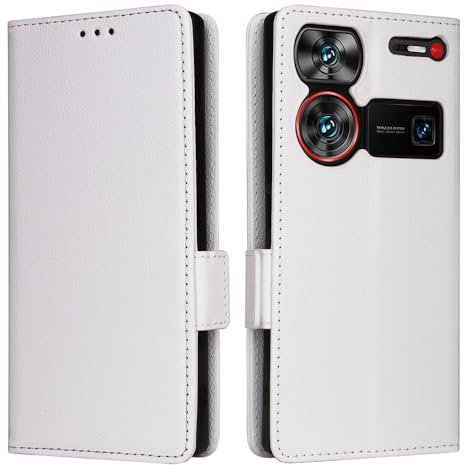 COMAKU Coque pour ZTE Nubia Z60 Ultra, étui de téléphone à Rabat, Fermeture magnétique, Housse Coque de Portable Antichoc -Blanc
