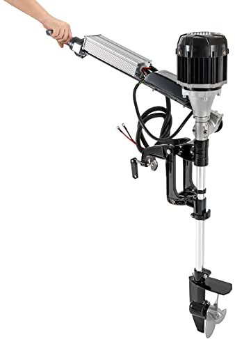 5PS Elektro Außenborder, Elektrobootsmotor 1000w, 48V Aussenborder Bootsmotor Einstellbarer Winkel, Höhen kippbar inkl. Vorwärts and Rückwärtsgängen für Fischerboot Schlauchboot etc