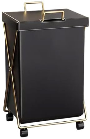 Cesta Ropa Sucia Plegable con Tapa Forma de X Carro de Ropa Sucia con Ruedas Organizador de Ropa para Guardar Ropa Sucia, Aperitivos y Juguetes(Black)