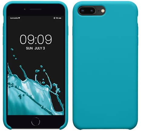 kwmobile Hülle kompatibel mit Apple iPhone 7 Plus/iPhone 8 Plus Hülle - Silikon Handy Case - Handyhülle weiche Oberfläche - kabelloses Laden - Cool Glacier