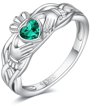 Claddagh Ring für Frauen Sterling Silber Grün Irisch Keltisch Claddagh Schmuck für Frauen 7