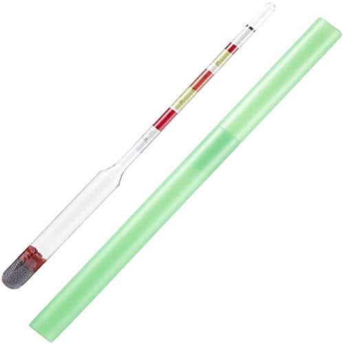 3-Skala Hydrometer für Selbstgebrautes Bier, Wein & Apfelwein, 3-in-1 Dichtemesser aus Glas zur genauen Messung von Alkoholgehalt, Zuckergehalt und Gärverlauf, Kompaktes Messgerät für Hobbyb