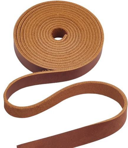 GORGECRAFT 2 m Echtes Flaches Lederband 12.5mm Breit Crazy Horse Lederstreifen 1.8mm Dick Vollnarbiges Rindslederband Gegerbte Rindshautschnur Für Gürtel Schmuckherstellung DIY Bastel Sattelbraun