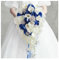 LJQZFWXX Hochzeitsstrauß, Brautstrauß, 25,9 cm künstlicher weißer Calla-Lilien-Brautstrauß mit Kristallornamenten, kaskadenförmiger Strauß für kirchliche Hochzeiten (rot) (blau)