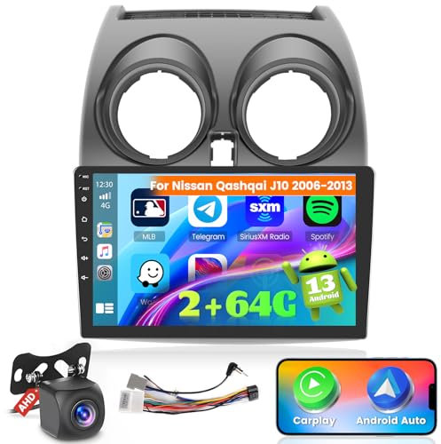Ohradio 2G+64G per Nissan Qashqai J10 2006-2013 Stereo Android 15 GPS con Wireless Carplay Android Auto Radio FM/RDS WiFi + Retrocamera + MIC - 2DIN 9 Pollici