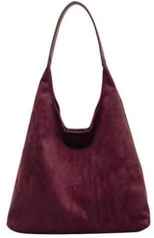 YFGBCX Tote Bag für Damen, Wildleder, Arbeitstasche, Hobo-Handtasche, Büro-Handtasche, bordeaux, Medium