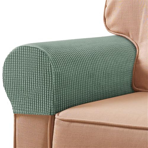 Hearda Elastische Armlehnenbezüge 2/4/6 Stück Couch Armlehnenschoner, Stretch Abnehmbar Sesselbezug rutschfest Sesselschoner Armkappen für Sofas Sessel Möbelschutz (Grün,4 Stück)
