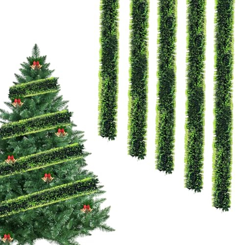 10M Girlande Weihnachten,Tinsel Girlande Metallisch,Weihnachtsdeko Girlanden,Weihnachten Lametta Girlande,Tannengirlande,Weihnachtsdeko für Christbaum,Tür Weihnachten Hochzeit Party Deko (B)