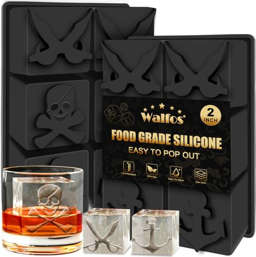 Large Ice Cube Moulds with Lid, Large Silicone Ice Cube Tray,Easy to pop Out,Stackable Square Ice Tray,BPA-Free and Dishwasher Safe,Suitable for Beer Cocktails Whiskey (6 Square 2 Pack)