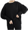Pullover in Kastenform Einfarbig Lose Rundhals Langarm Raglan Ärmel Sweatshirt (Black, One Size)