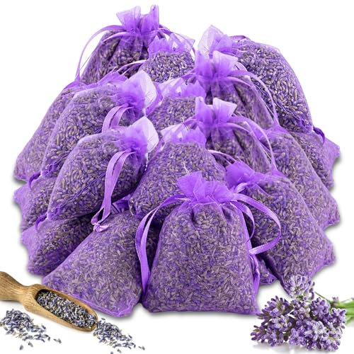 Saquitos de Lavanda 24x Aroma Lavanda Bolsitas Armario, Lavanda Seca 100% Natural, Bolsas rellenas de Lavanda, 6 g por Bolsa para Ropa, cajones, armarios, Zapatos, Viajes, sueño,