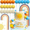 LaVenty Rainbow Cake Toppers Yellow Orange Blue Balls Cake Topper Here Comes The Son Cake Toppers Baby Shower Cake Topper Baby Shower Decorations