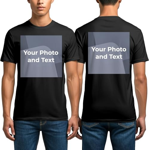 Cimpress Personalisiertes T-Shirt für Männer, Mit Foto, Text oder Design selbst gestalten, Baumwoll-T-Shirt für Herren in S - 3XL Bedrucken Lassen, Für Geburtstage oder als Werbegeschenk