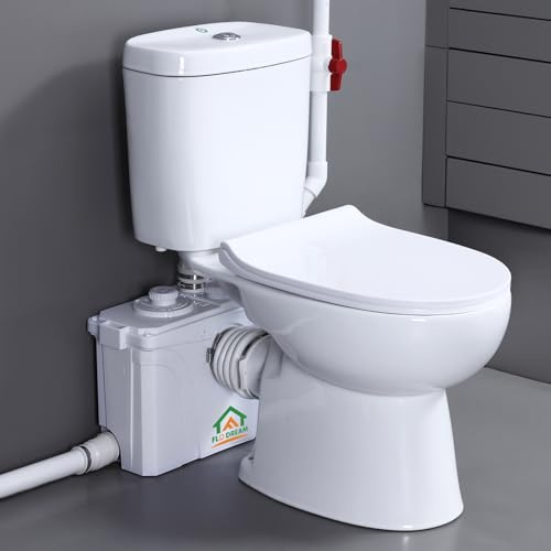 700W Dual Zerkleinerer Pumpentoilette für Keller, zweiteiliges Design mit 4 Wassereinlässen, Soft-Closing Sitz, Nano-Glasur-Beschichtung, 11,0 m Upflush Reichweite